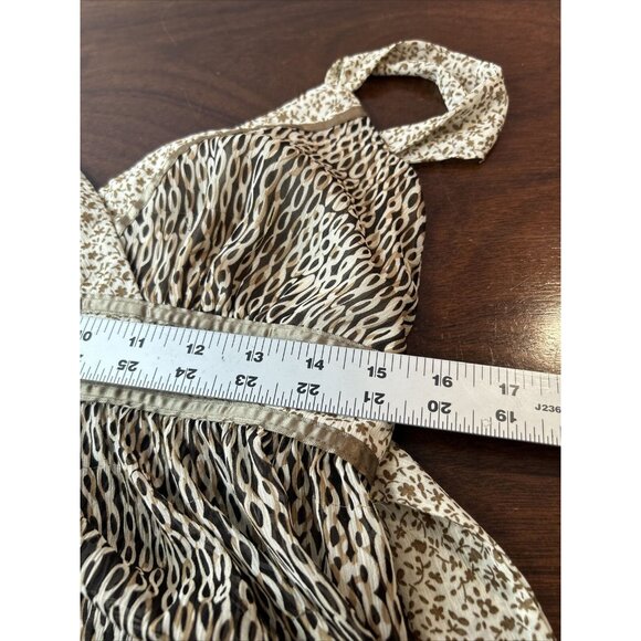 IZ Byer California Brown Patterned Sheer Wrap Tank Top womens large Tie in back - Picture 7 of 7